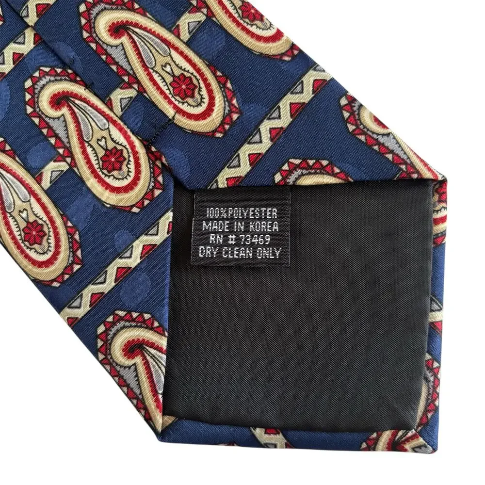 Looney Tunes Mania Men's Necktie Blue Paisley Pattern Cartoon Characters 1995